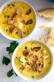 This Potato Kielbasa Soup Recipe Is Full Of Cheese Crispy Sausage Pieces And Potato Chunks It S A Hearty And Cheesy Soup In 2020 Kielbasa Soup Homemade Soup Recipes