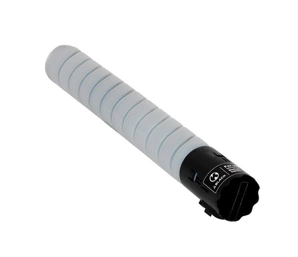 Typical Konica Minolta cylindrical toner bottle style, AI generated