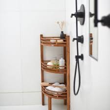 Bathroom shelf shower caddy organizer wall mount shampoo rack with towel bar no drilling kitchen storage bathroom accessories. Spa Teak Corner Shelf Sam S Club