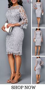 Usd37 80 Light Grey Round Neck Three Quarter Sleeve Sheath Dress Freeshipping Worldwide And Easy Retur Grey Dresses Casual Light Grey Dress Grey Dress Outfit
