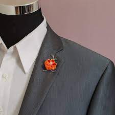 Amazon Com Orange Cherry Blossom Sakura Blossom Flower Lapel Pin Handmade Flower Lapel Pin Men Flower Lapel Pin Lapel Pins Mens