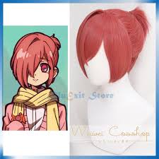 Hair parted down the middle, thick bangs that get longer at the sides, with two half ponytails. Anime Toilet Bound Hanako Kun Mitsuba Cosplay Wig Pink Ponytail Long Bangs Hair Cosplaywig Halloween Synthetic Hair Aliexpress