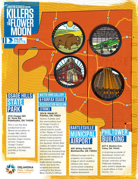 Killers of the Flower Moon Locations Map - Oklahoma Film and Music Office