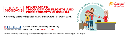 The offer is valid for bookings made on easemytrip's website, mobile site, android & ios app Monday Offer With Hdfc Bank Credit Cards