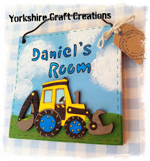 Handmade Handcrafted Personalised With Name Digger Boys Children S Kids Door Sign Bedroom Decor Picture Kids Door Signs Handmade Plaques Name Signs