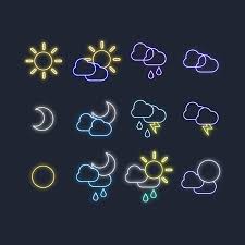 Vector Neon Weather Icons Choose From Thousands Of Free Vectors Clip Art Designs Icons And Illustrations Crea Web Design Icon Weather Icons App Icon Design