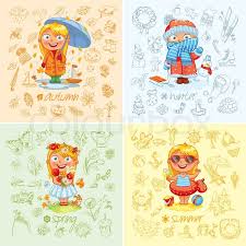 Various formats from 240p to 720p hd (or even 1080p). Baby Girl And The Four Seasons Stock Vector Colourbox