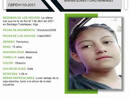 Desaparece Mariana Scarlet, de 15 años, en Santiago Tulantepec
