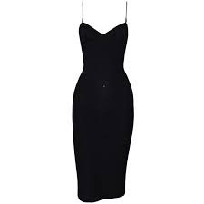 Gucci 1999 Tom Ford For Gucci Plunging Black Slinky Bodycon Knit Dress 5 200 Black Dresses Classy Fashion Knitted Bodycon Dress
