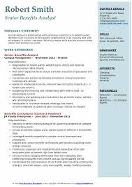 Easy benefit statements is available for windows. Benefits Analyst Resume Samples Qwikresume