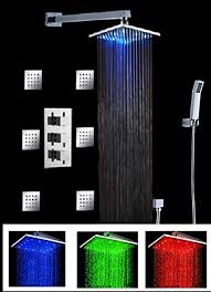 How far above your head should a rain shower be? Home Plumbing Fixtures Shower Wall Mount 16 Rainfall Led Rain Shower Head Handshower 6 Bodysprays Shower Set