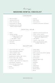 Simple Wedding Planning Checklist Printable Wedding Planning Checkli Wedding Planning Checklist Printable Wedding Rental Checklist Wedding Reception Checklist