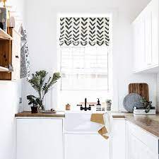 Quick Fix Washable Roman Window Shades Flat Fold Inkflow Fabric Roman Shades Kitchen Window Treatments Home Decor Kitchen