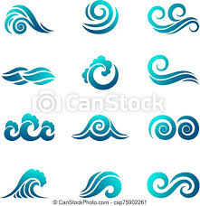 Mare Grafica Nuoto Simboli Oceano Acqua Onda Fluente Collezione Stilizzato Vettore Logo Mare Logotipo Grafica Canstock