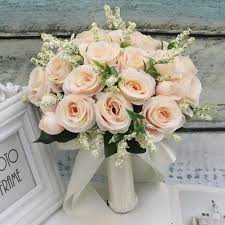 Wedding collections typically include a variety of flowers for the bridal party, including a bridal bouquet, bridesmaids' bouquets, boutonnieres, corsages and flower petals. Artificial Natural Rose Wedding Bouquet With Silk Satin Ribbon Pink White Champagne Bridesmaid Bridal Party Holding Flowers Wedding Bouquets Aliexpress