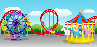 Illustrations Drawings Amusement Parks Charming Amusement Park Scene Free Clip Art Studio Backdrops Backgrounds Clip Art