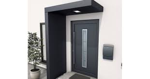 Marquise Et Paroi Laterale Avec Eclairage Led Idee Entree Maison Entree Maison Moderne Porche Maison