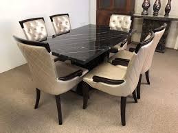This dining table comes paired with exquisitely upholstered chairs that is beautifully designed for comfortable seating. Perfect Interior Decorator Marble Top Dining Table Rs 65000 Set Id 21197553997