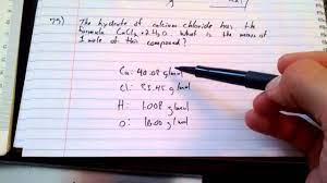 Mass Of Mole Of Cacl2 2h2o 75 Youtube