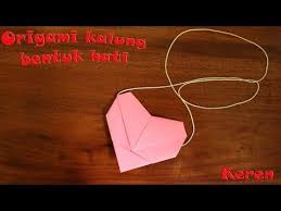 Cara Membuat Origami Kalung Hati Cute Love Origami Youtube Origami Kalung