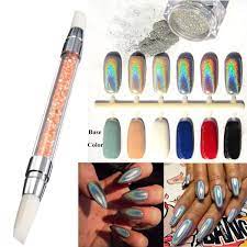 3g Rainbow Holographic Laser Chrome Powder Pigments Silicone Sculpture Carved Pen Nail Brush Chrome Powder Nail Brushes Gel Nails