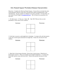 Use the information provided and your knowledge of incomplete dominance to answer the following question. Punnett Square Worksheet Human Characteristics Answers Decline Iworksheet Co
