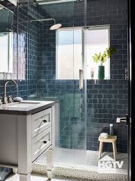 Jd Scott S Blue Tiled Bathroom Featured In Hgtv Magazine Blue Bathroom Tile Dark Blue Bathrooms Bathroom Pictures