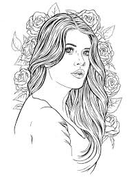 Girl`s head with flower ornaments. Beautiful Girl Coloring Pages Learny Kids