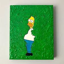Homer Simpson Bushes Meme Wood Burning And Painting Mini Canvas Art Diy Canvas Art Art Painting Acrylic
