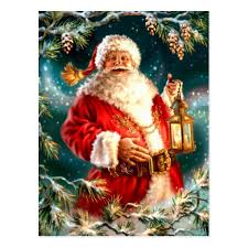 Vintage Santa With Lantern Christmas Greeting Postcard Zazzle Com In 2020 Christmas Art Christmas Greetings Father Christmas
