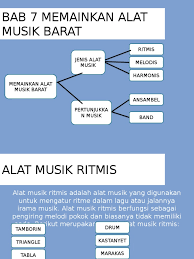 Alat musik melodis, yaitu alat musik yang memainkan melodi lagu. Bab 7 Memainkan Alat Musik Barat
