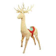 Rated 4 out of 5 stars. 60 In Pre Lit Burlap Standing Reindeer Outdoor Christmas Decor