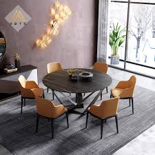 Some dining room tables are collapsable, folding up into a compact unit which can be really space saving. Hot Sale Luxury Dining Room Furniture Round Sintered Stone Top Metal Leg Dining Table Set 6 Seater Buy Marble Dining Table Dining Room Sets Dining Tables Product On Alibaba Com