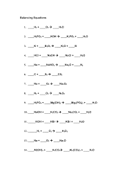 Other gas pressures can be measured using one of several types of. Balancing Equations Worksheet