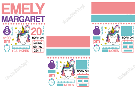 Download Unicorn Birth Announcement Template Svg Free Graphic Craft Design Linkedgo Vinyl
