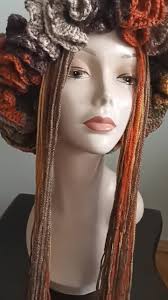 Crochet yarn wig multicolored Crochet Ruffle Hat