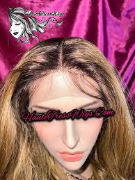 Balayage, Dark Root,blonde, Brown Root, Highlights, Lowlights, Blonde Mix,  Wavy, Beach Wave, Human Hair Blend , Bombshell Wig Lace Front Wig