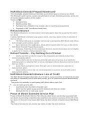 The emerald prepaid tax refund mastercard has been around several years and if you are an h&r block customer, then it's definitely convenient to sign up. H Docx H R Block Emerald Prepaid Mastercard This Reloadable Prepaid Debit Card Provides A Convenient Way To Receive A Tax Refund The Emerald Card Can Course Hero