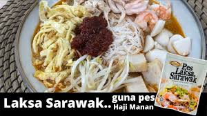 Laksa sarawak atau laksa kuching ialah mi (biasanya bihun) yang dihidangkan dalam sup santan berperisa ia terdiri daripada kepingan ayam yang dimasak dengan halia dan kacangma. Resepi Laksa Sarawak Pes Laksa Sarawak Haji Manan The Best Recepi Youtube