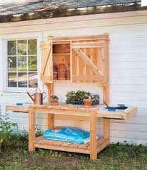 This bench with a spacious worktop surface for any garden task. Diy Potting Bench Plans Diy Mother Earth News