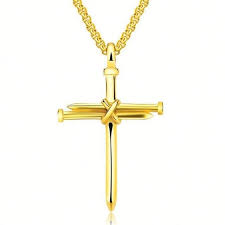 Click to enlargeclick to enlarge. Mens Black Silver Gold Nail Cross Stainless Steel Necklace A Little Bit Of Glitz