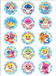 Download Hd 15 X 2 Baby Shark Cupcake Toppers Transparent Png Image Nicepng Com