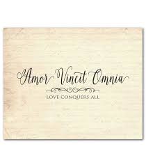 Amor Vincit Omnia Love Conquers All Latin Typography Print Anniversary Wedding Gift Chalkboard Look French Scr Love Conquers All Latin Quotes Tattoo Quotes