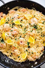 Lemon Garlic Shrimp Pasta Garnished Plate Garlic Shrimp Pasta Lemon Garlic Shrimp Pasta Shrimp Pasta Dishes