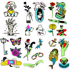 Sweet blue butterfly and flower tattoo on shoulder. Amazon Com Bodyj4you Temporary Tattoo Glow Dark Body Face Zombie Rose Butterfly Clown Snake Anchor Girl Boy Beauty