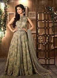 Dark green floral embroidered layered indo western gown is designed for festive occasion or wedding parties. 6 Latest Anarkali Dress Styles You Must Have In Your Ethnic Wardrobe