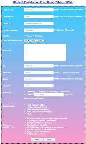 Student Registration Form In Html With Css Completely Free Registration Form Student Forms Student