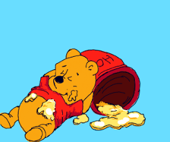 Well, it ocurred to me once, but imagine fox actually eat honey once in a nintendo game. Pooh Tuckered Out After Eating Honey Drawception