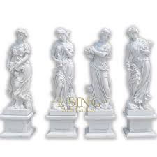 Modern Sanat Mermer Taş Dört Mevsim Seks Kadın Tanrıça Heykeli Bahçe için