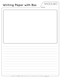 writing paper with picture box free worksheet for kids